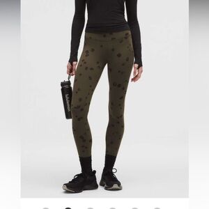 Lululemon Wunder Train High-Rise Tight 25” Floral Breeze Olive Brown Size 8